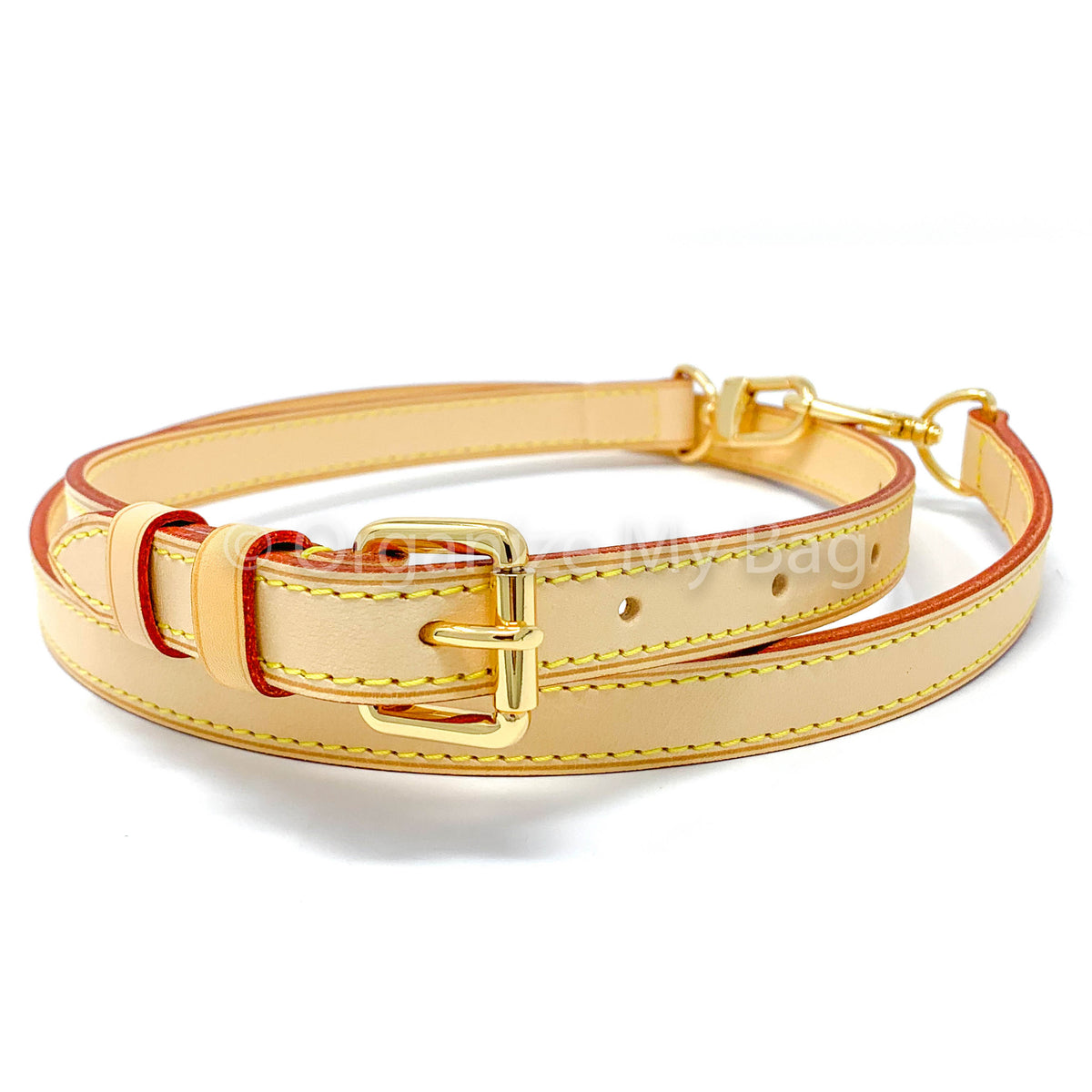 HERMES Canvas Strap Gold Buckle Yellow/Red