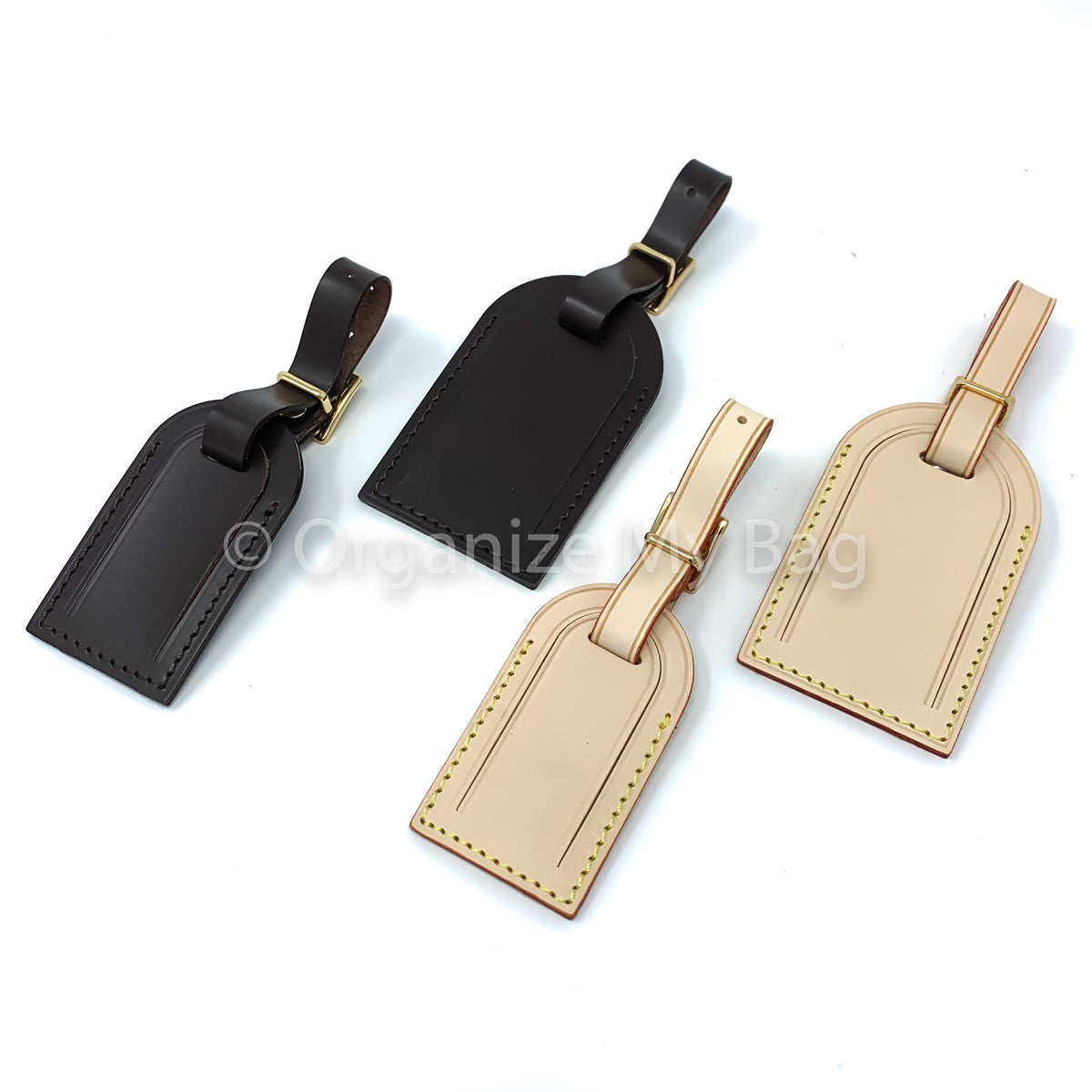 Vachetta Leather, Brown, Red, And Black Luggage Tags - Hot Stamp - For Your  Bags!