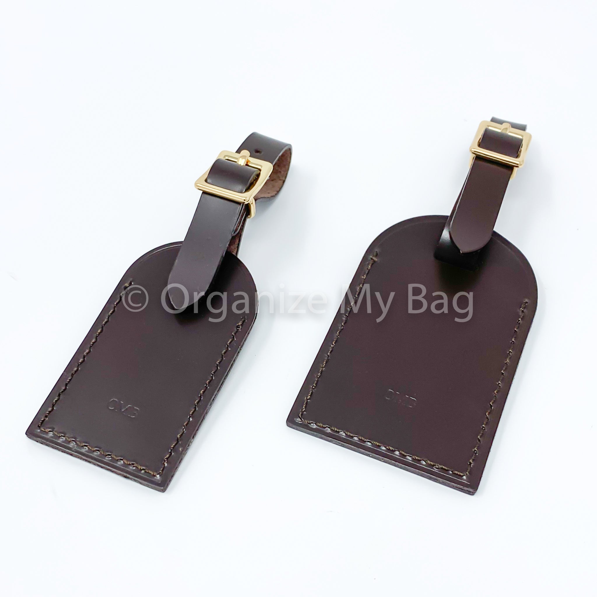 Louis Vuitton Unstamped Black Leather Small Luggage Tag with Gold Hardware