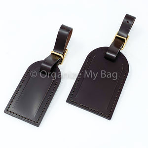 LOUIS VUITTON Luggage Tag Name Bag Accessory Charm Leather Dark Brown