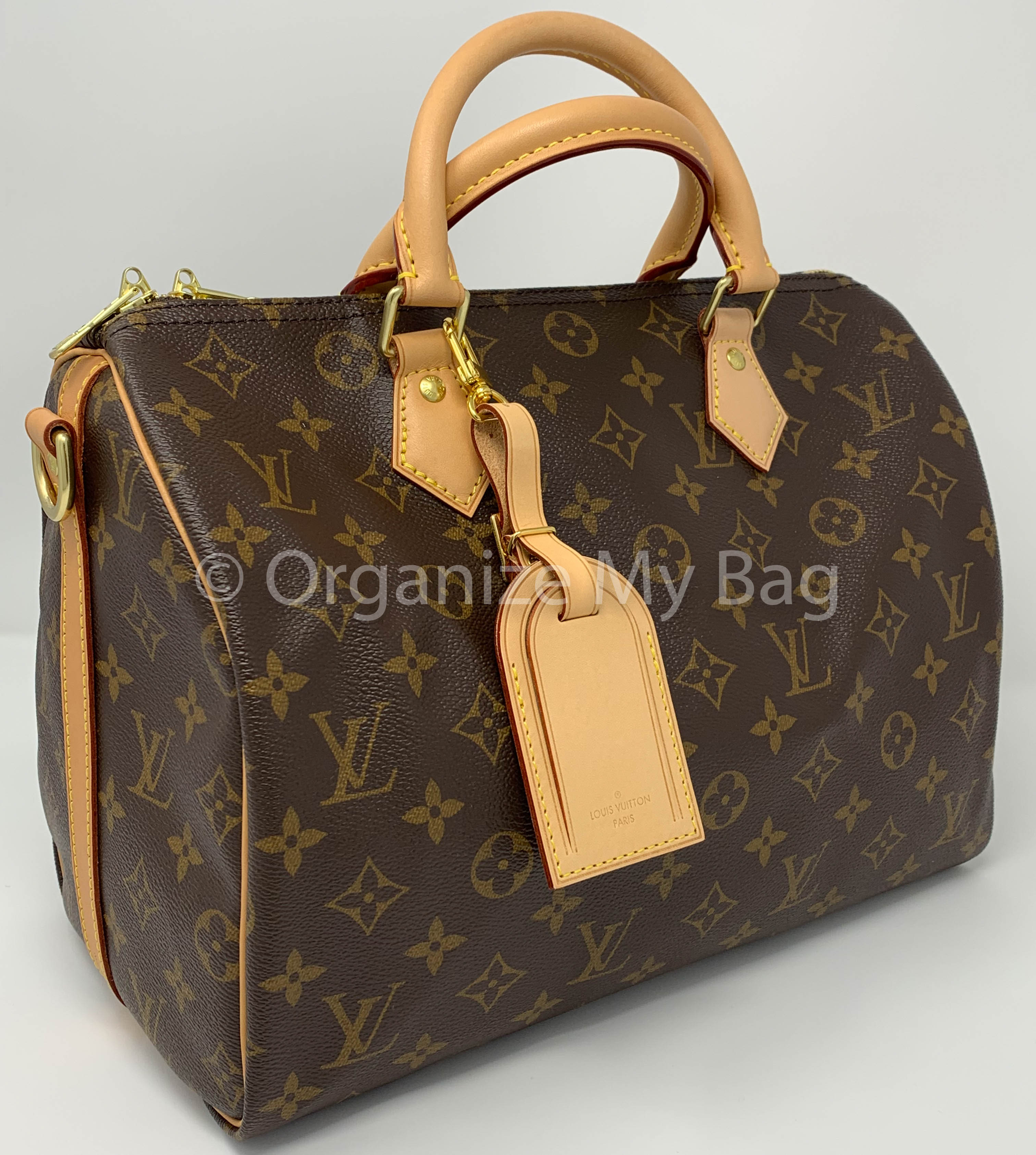 lv #luggage #tag #on #neverfull #lvluggagetagonneverfull Monogram Louis  Vuitton Luggage Tag on Speedy 35