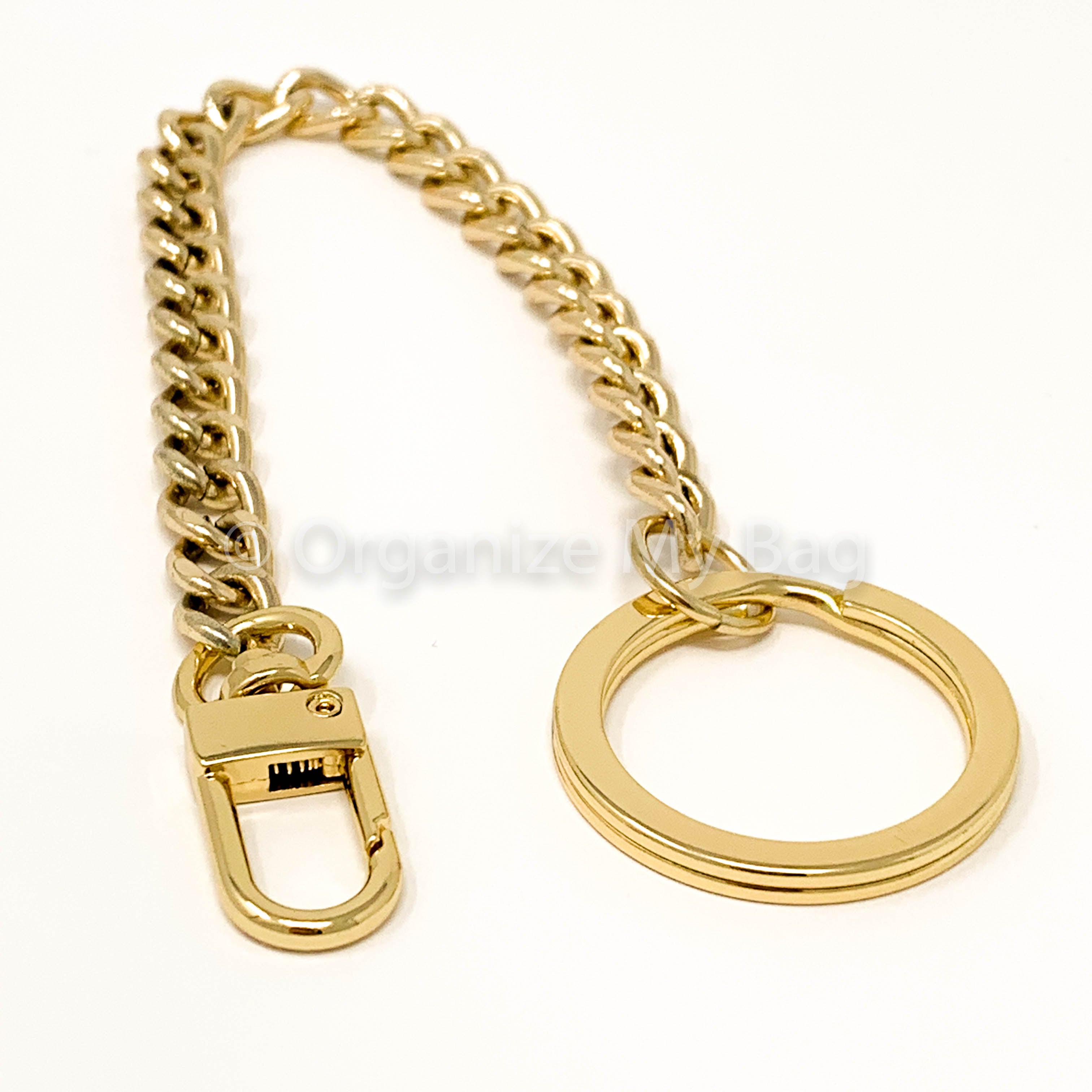 Louis Vuitton Wallet Chain Strap Charm Gold LV Key Ring Bag Charm