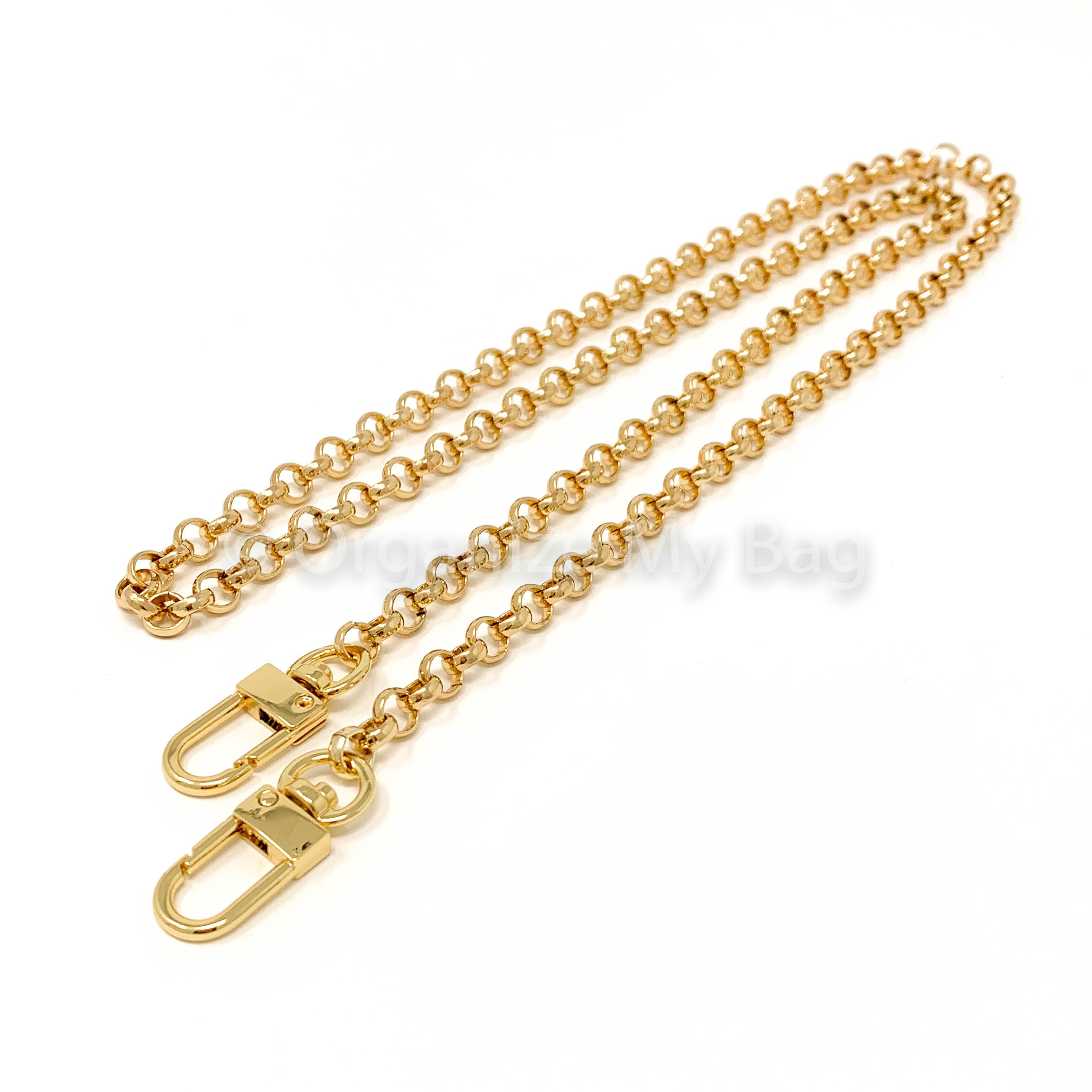 Chain Strap Extender in Light Gold Rolo Chain Style for Designer Bags