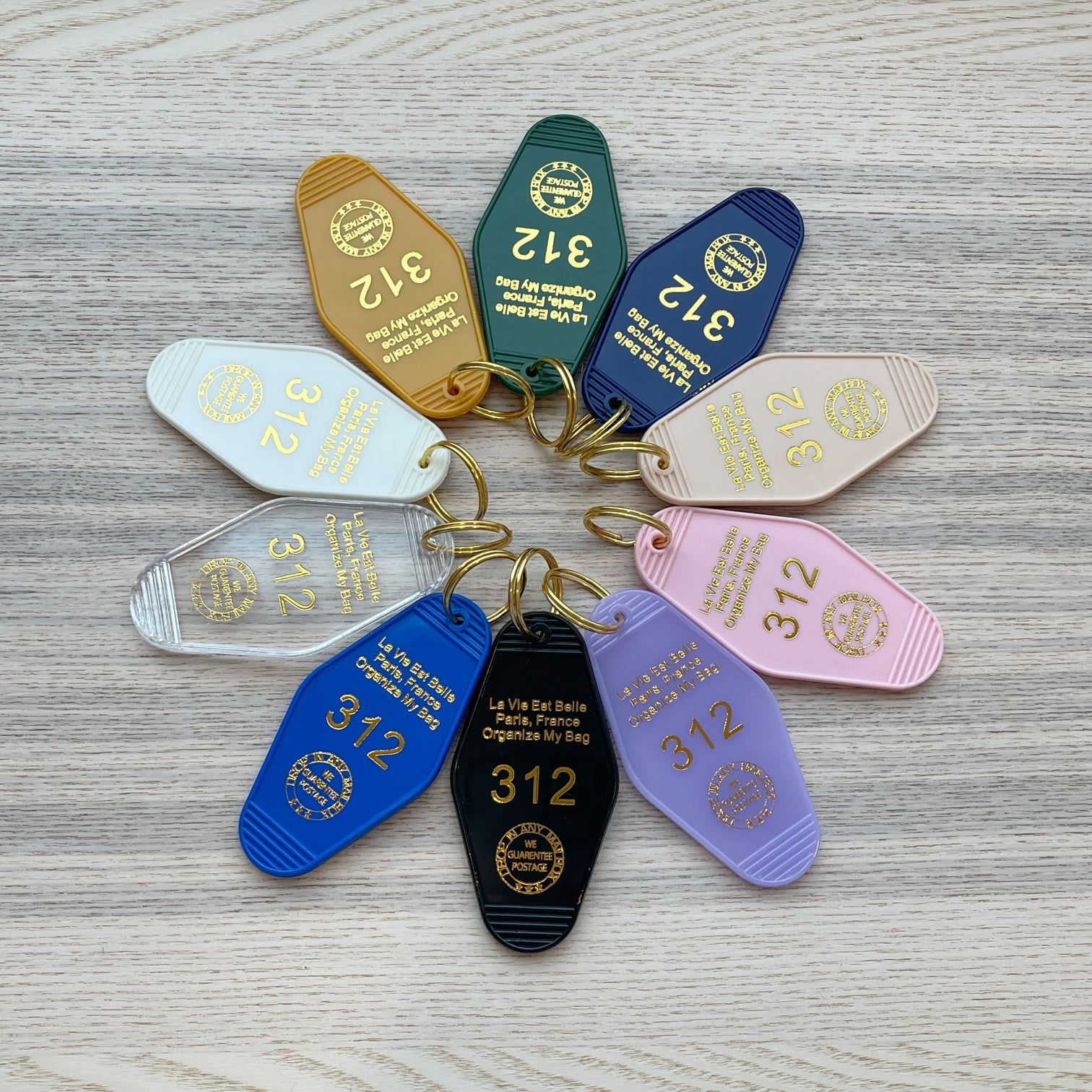 Vintage Hotel Diy Motel Keychain Custom Gold Foil Stamped Vintage